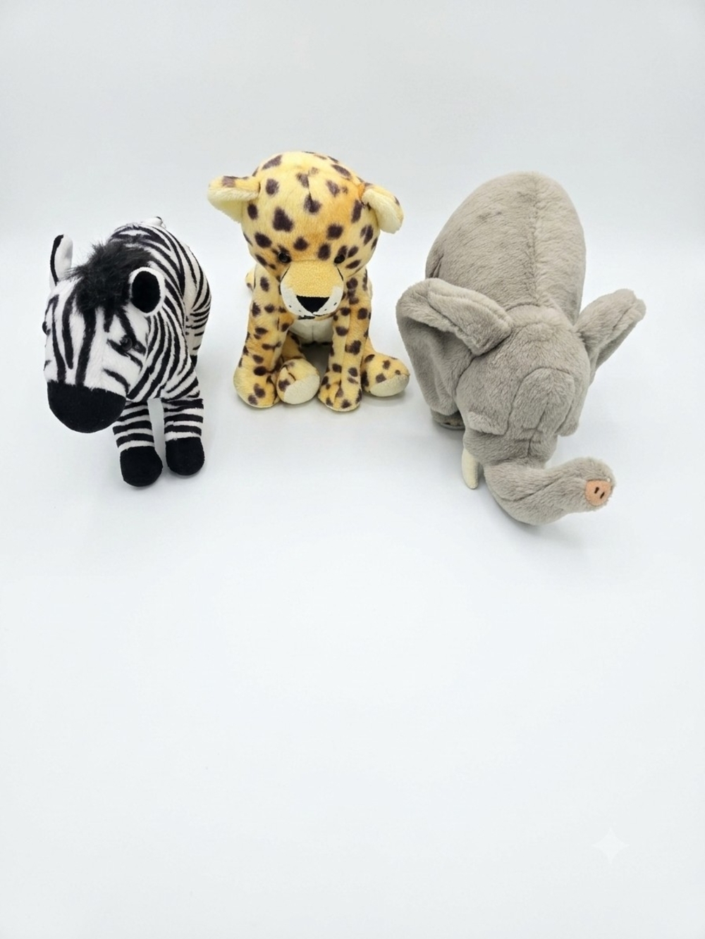 National Geographi  Plush Safari Animal Toy Set - Zebra, Leopard & Elephant